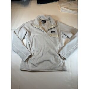 Womens Patagonia Fuzzy Snap Tee Pullover Size S White Cream Fleece Jacket Polar‎
